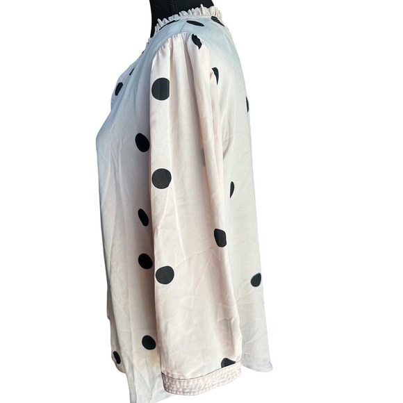 Worthington Pink Black dots popover blouse size XL petite 3/4 sleeve‎ spring - Picture 2 of 4